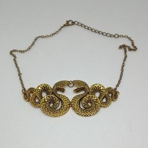 Gold Double Snake Choker Necklace Party Themed Event Cosplay Gift Gothic Elegant